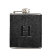 Flasques Monogramme en cuir noir (Devant)