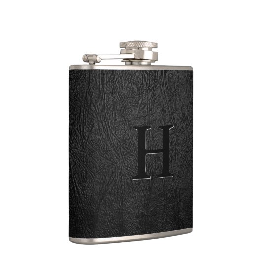 Flasques Monogramme en cuir noir (Droite)