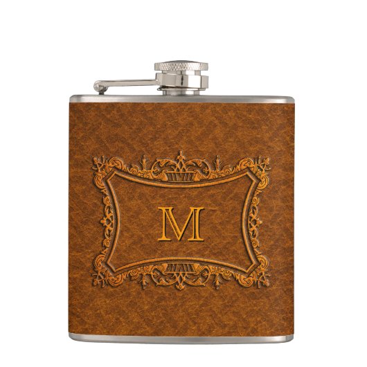 Flasques Monogramme en cuir personnalisable (Devant)