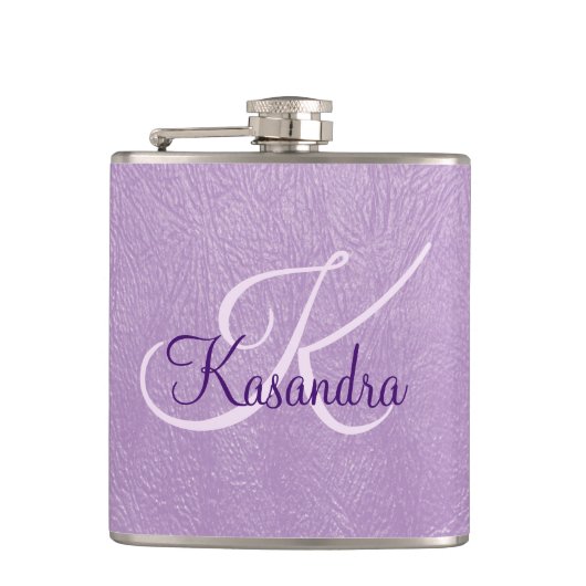Flasques Monogramme en cuir violet (Devant)