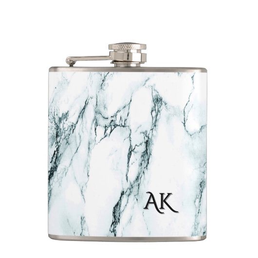 Flasques Monogramme en marbre de veine turquoise foncé (Devant)