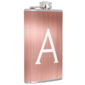 Flasques Monogramme en métal brossé rose or Nom et initiale (Droite)