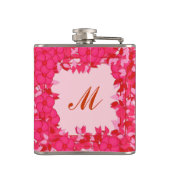 Flasques Monogramme encadré de fleurs - fuchsia et rose (Dos)