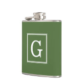Flasques Monogramme encadré vert olive (Gauche)