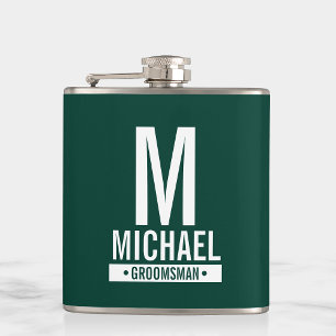 Flasques Monogramme et fiole de nom du Groomsman personnali