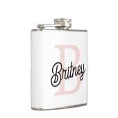 Flasques Monogramme et nom personnalisé moderne Pastel Pink (Droite)