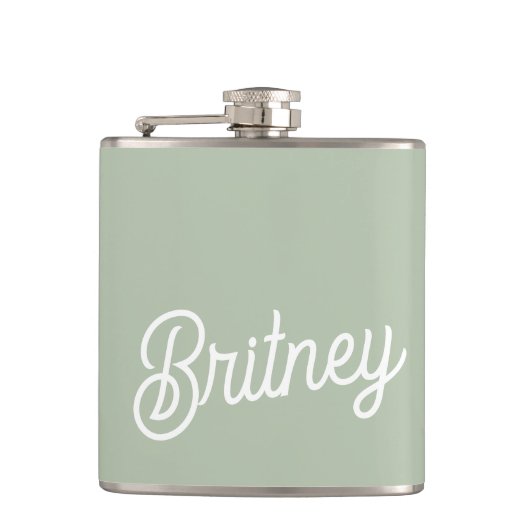 Flasques Monogramme et nom personnalisés de Sage Vert moder (Devant)