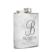 Flasques Monogramme et nom personnalisés en script sur marb (Droite)