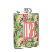 Flasques Monogramme exotique de feuille et d'éléphants | de (Droite)