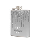 Flasques Monogramme Faux Paillettes Argent Élégant qui Dégo (Gauche)