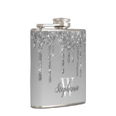 Flasques Monogramme Faux Paillettes Argent Élégant qui Dégo (Droite)