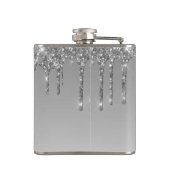 Flasques Monogramme Faux Paillettes Argent Élégant qui Dégo (Dos)