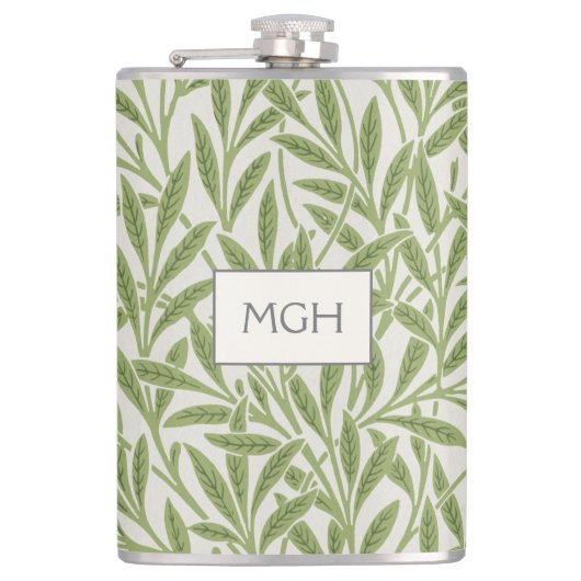 Flasques Monogramme Feuilles de Saule Vert Vintage (Devant)