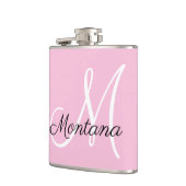 Flasques Monogramme Fille Moderne rose Elégant Main Lettré (Gauche)