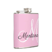 Flasques Monogramme Fille Moderne rose Elégant Main Lettré (Droite)