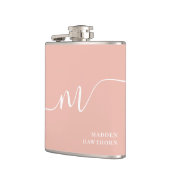 Flasques Monogramme fillette Script Calligraphie Coral Blus (Gauche)