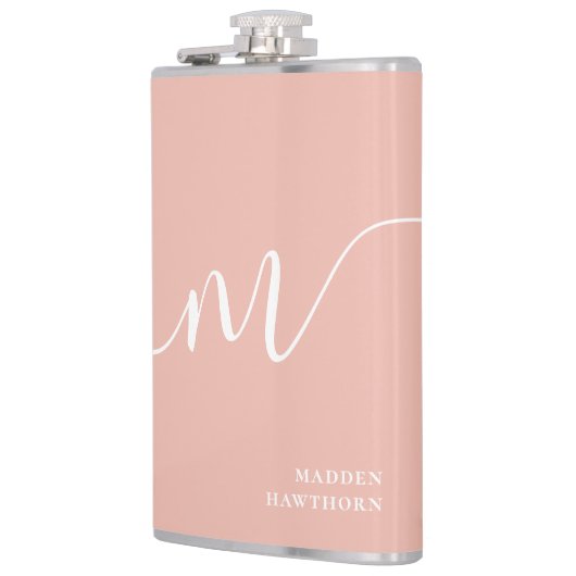 Flasques Monogramme fillette Script Calligraphie Coral Blus (Gauche)