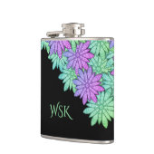 Flasques Monogramme Fun Purple et Fleurs Vertes (Gauche)