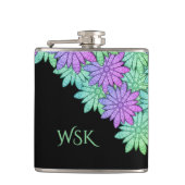 Flasques Monogramme Fun Purple et Fleurs Vertes (Devant)