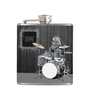 Flasques Monogramme Funny Punk Rock Drummer Ours Musicien