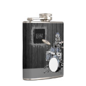 Flasques Monogramme Funny Punk Rock Drummer Ours Musicien (Droite)