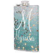 Flasques Monogramme Gold Stars sur Turquoise (Gauche)