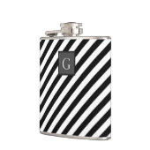 Flasques Monogramme Groomsman Best Man Black White Stripe (Gauche)