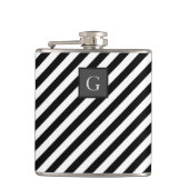 Flasques Monogramme Groomsman Best Man Black White Stripe (Devant)