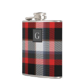 Flasques Monogramme Groomsmans Best Man Red Grey Tartan Bla (Gauche)