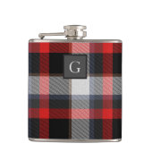 Flasques Monogramme Groomsmans Best Man Red Grey Tartan Bla (Devant)