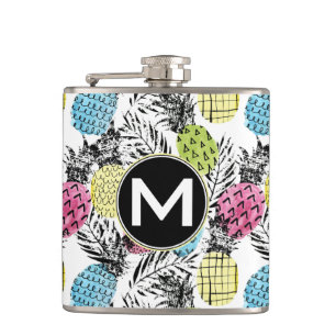 Flasques Monogramme grunge des paumes d'ananas