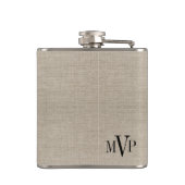 Flasques Monogramme Hipster Black Sugar Crâne sur Burlap (Dos)