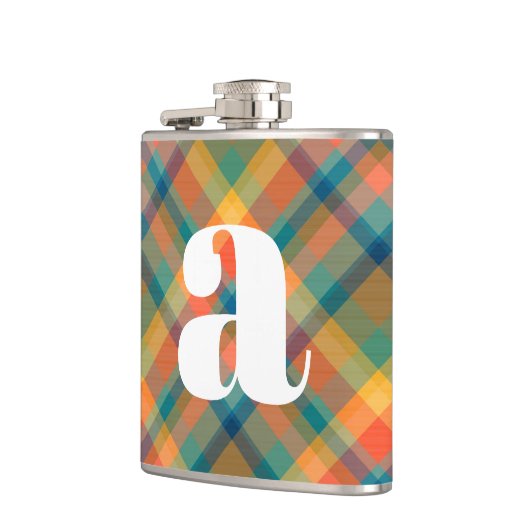 Flasques Monogramme Initial Mariage Rustique Tartan Carreau (Gauche)