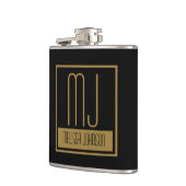 Flasques Monogramme initial noir et or moderne (Gauche)