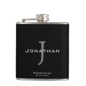 Flasques Monogramme initial + nom noir et blanc masculin (Devant)