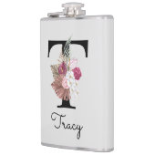 Flasques Monogramme initiale T Rose Boho Girly Floral (Gauche)