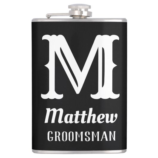 Flasques Monogramme masculin classique mariages noir (Devant)