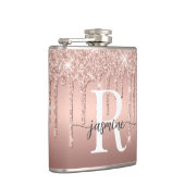 Flasques Monogramme Métal Ombré Paillettes Moderne Rose Gol (Droite)