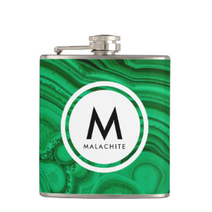 Flasques Monogramme minéral malachite
