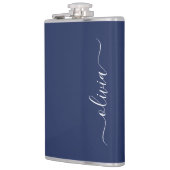 Flasques Monogramme moderne bleu marine et blanc (Gauche)