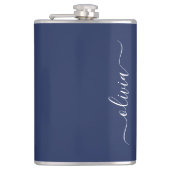 Flasques Monogramme moderne bleu marine et blanc (Devant)