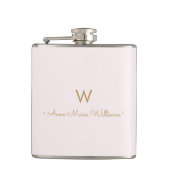 Flasques Monogramme moderne Blush Pink Gold Script (Devant)