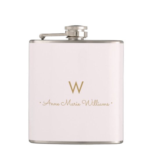 Flasques Monogramme moderne Blush Pink Gold Script (Devant)