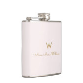 Flasques Monogramme moderne Blush Pink Gold Script (Droite)