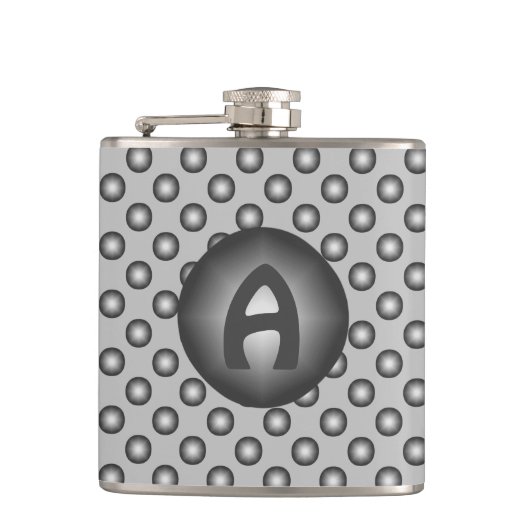 Flasques Monogramme Moderne Design Silver Polka Dot (Devant)