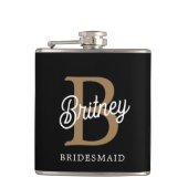 Flasques Monogramme moderne élégant Nom Black Gold Script (Devant)