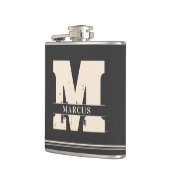 Flasques Monogramme moderne et nom homme gris foncé (Gauche)