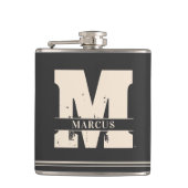 Flasques Monogramme moderne et nom homme gris foncé (Devant)