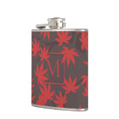 Flasques Monogramme Moderne Feuille d'Érable Rouge Grise (Gauche)