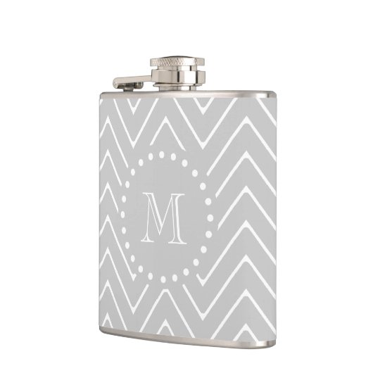 Flasques Monogramme moderne gris et blanc de coutume de (Gauche)